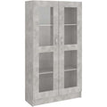 Vitrine de rangement gris b¨¦ton avec compartiment et ¨¦tag¨¨res pour salon ou chambre
