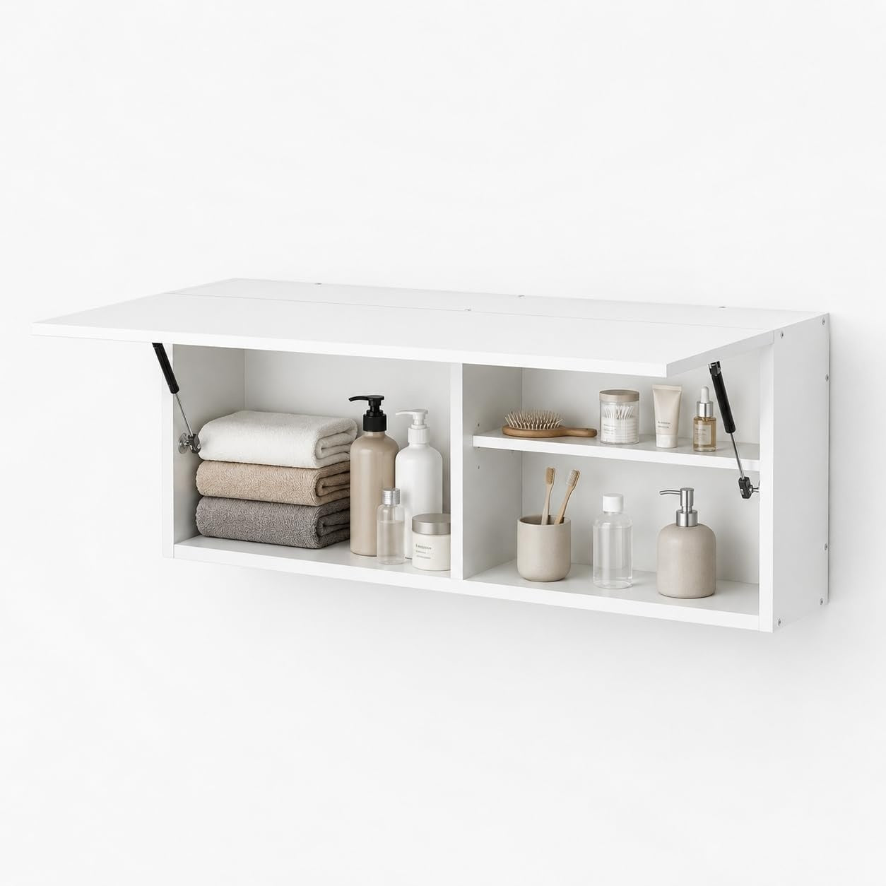 Meuble de salle de bain suspendu 100 x 40 x 25 cm, armoire murale de rangement, finition blanche