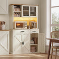 Grande armoire de cuisine avec ¨¦clairage, chargeur int¨¦gr¨¦, tiroirs, portes et ¨¦tag¨¨res r¨¦glables, style campagne