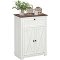 Buffet compact avec 2 portes, tiroir et ¨¦tag¨¨re r¨¦glable, meuble de cuisine style campagne, blanc