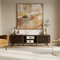 Banc TV en bois massif finition noyer avec portes coulissantes et tablettes ajustables, 175 cm
