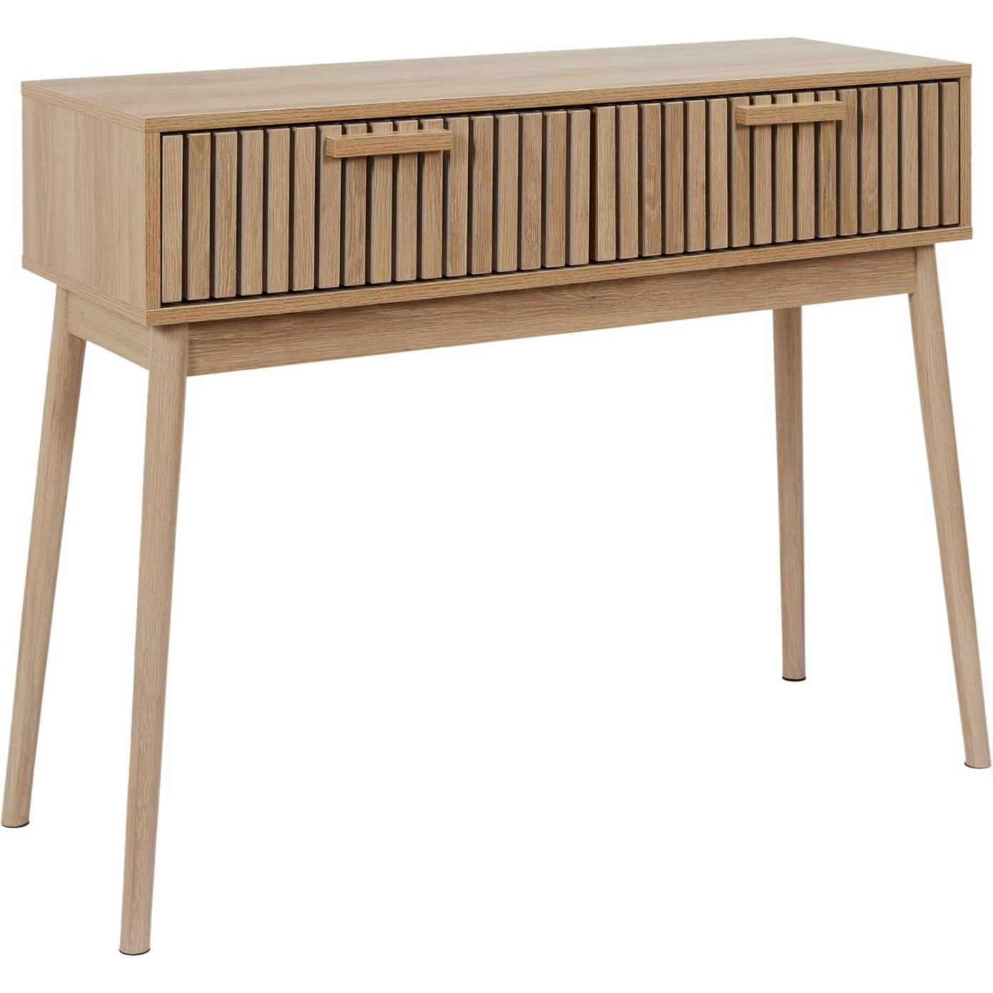 Console en bois avec 2 tiroirs, meuble pour entree ou salon, marron