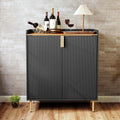 Mini bar autoportant avec porte verres, espace pour bouteilles et finition noire