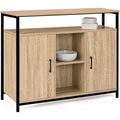 Buffet industriel 100 cm avec 2 portes et etageres interieures, meuble de rangement