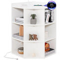 Biblioth¨¨que d'angle avec station de charge int¨¦gr¨¦e, prises ¨¦lectriques et neuf espaces de rangement blancs