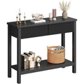 Console d'entr¨¦e 100 cm avec tiroir ¨¤ fa?ade ondul¨¦e et tablette inf¨¦rieure, meuble ¨¦troit pour couloir, salon ou derri¨¨re canap¨¦, noir