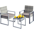 Set ext¨¦rieur en polyrotin avec deux fauteuils, table basse et pieds ajustables